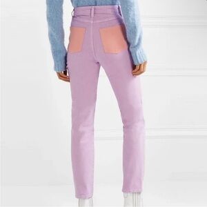 NWT STAUD plum and pink denim cropped Jean